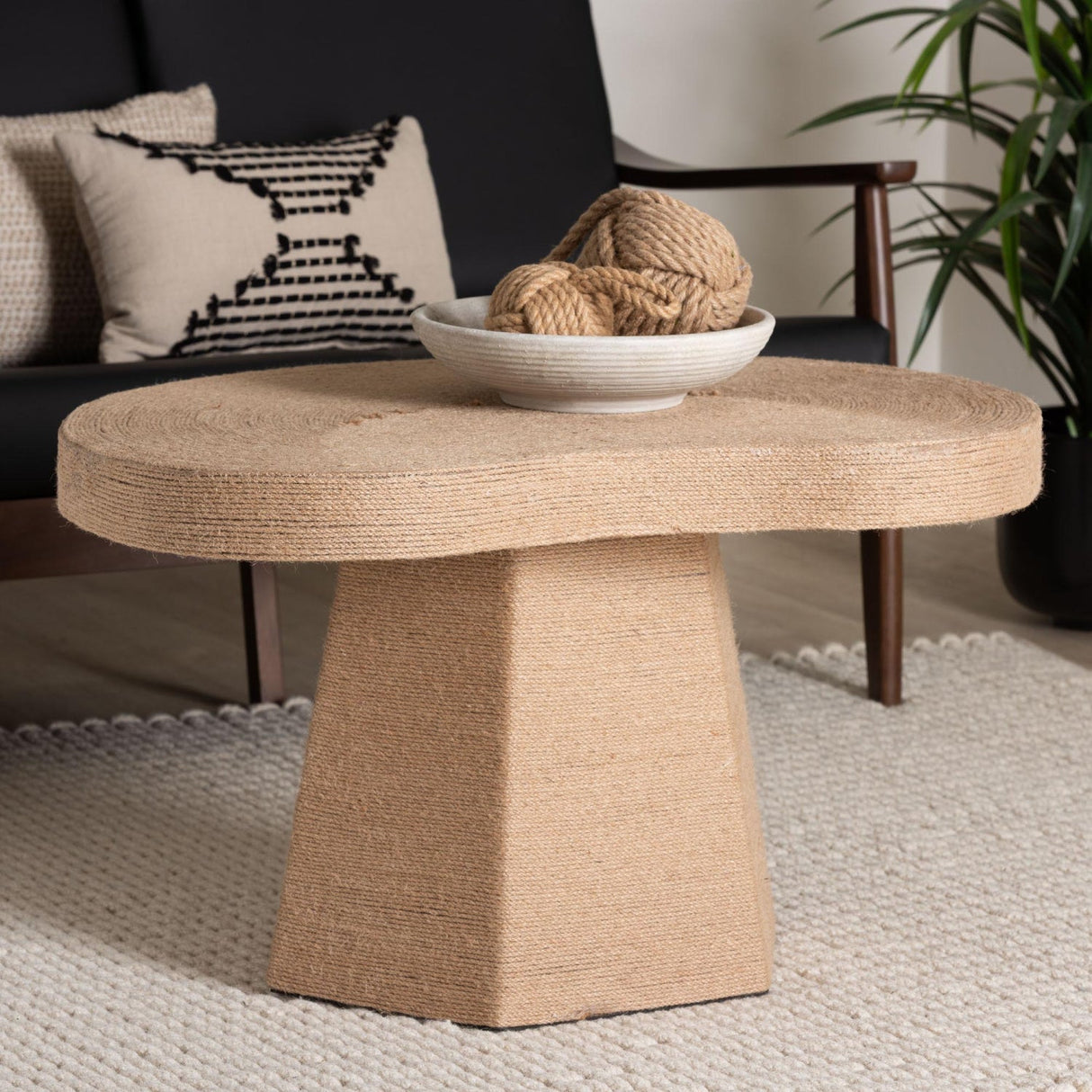 Modern European furniture - Organic Shaped Jute Coffee Table - www.oroa.com