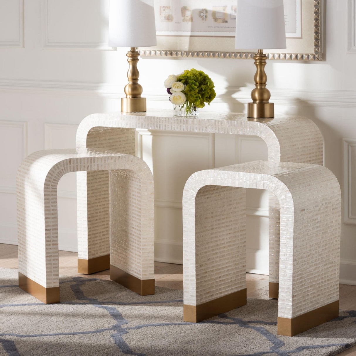 Modern European furniture - White Capiz Shell Accent Tables 3 - www.oroa.com