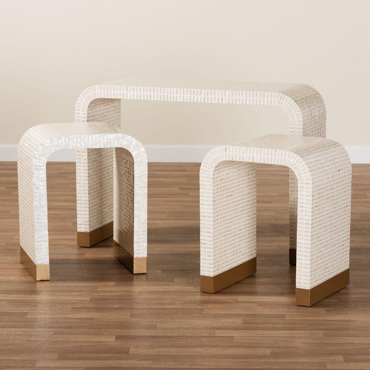 Modern European furniture - White Capiz Shell Accent Tables 3 - www.oroa.com