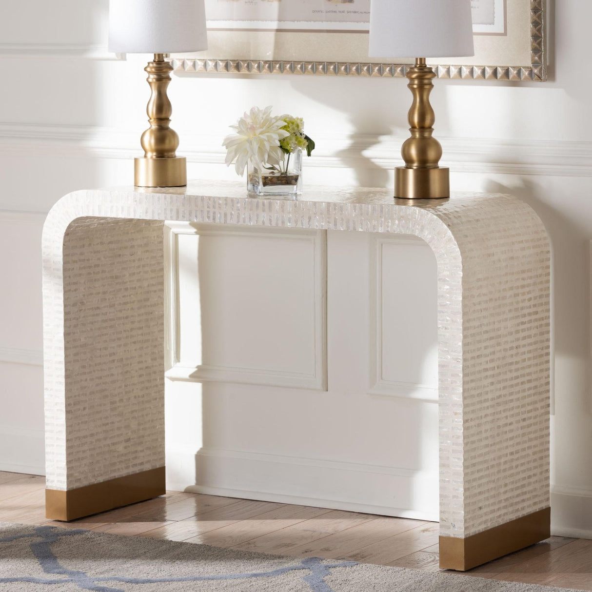 Modern European furniture - White Capiz Shell Console Table - www.oroa.com
