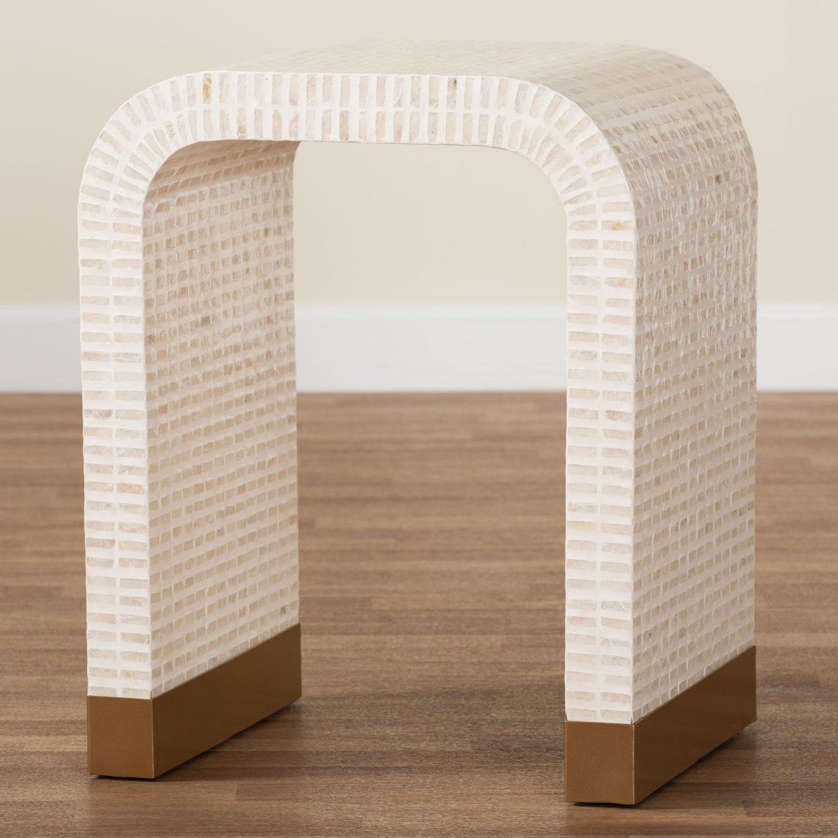 Modern European furniture - White Capiz Shell Side Table - www.oroa.com