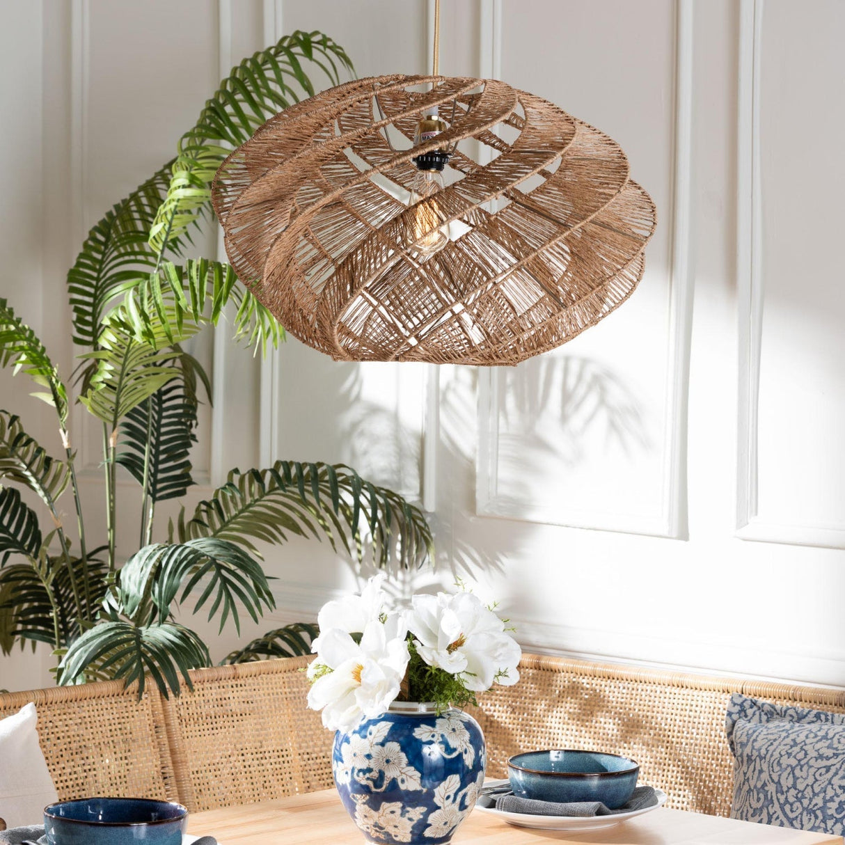 Modern European furniture - Jute Spiral Pendant Lamp - www.oroa.com