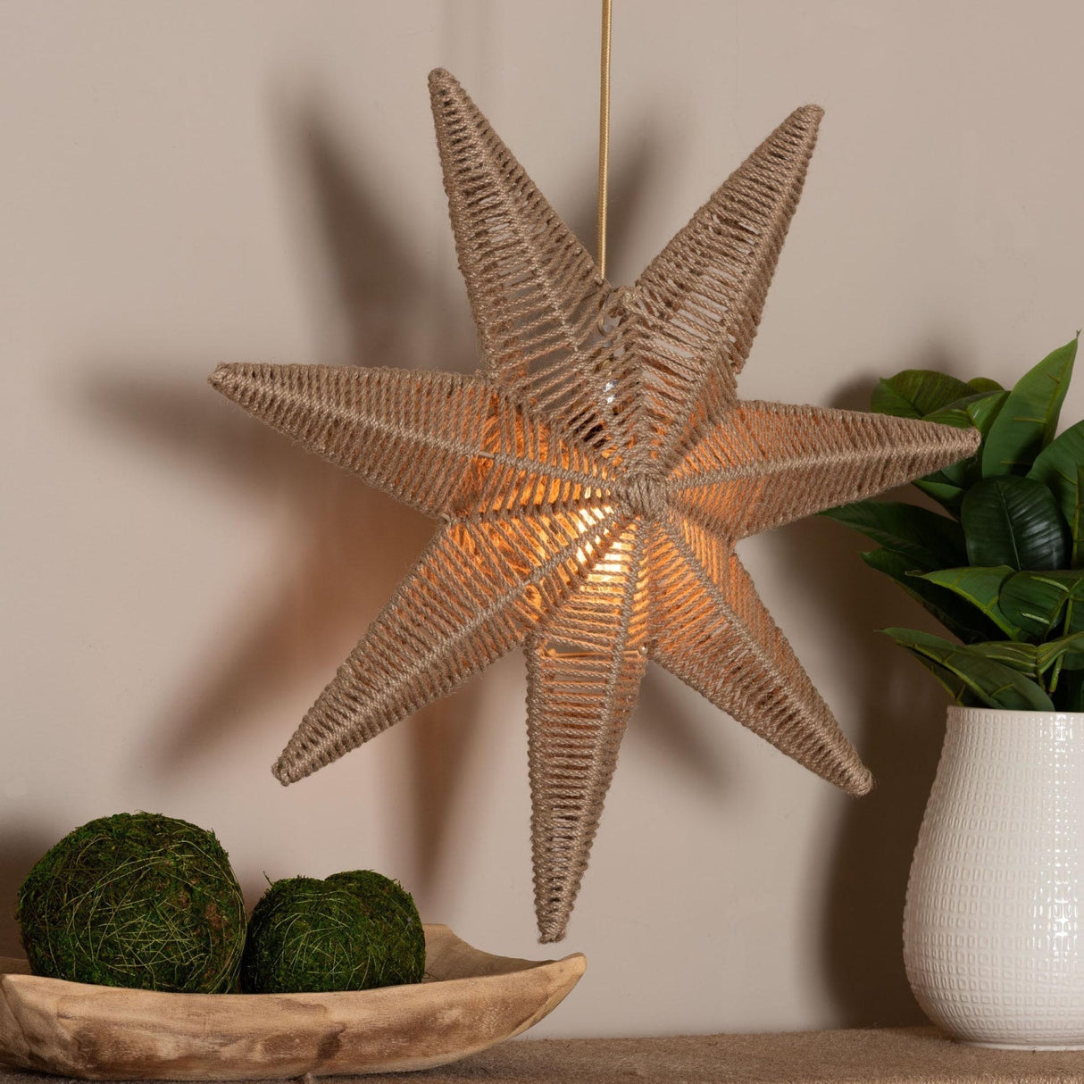 Modern European furniture - Star Shaped Jute Pendant Lamp - www.oroa.com