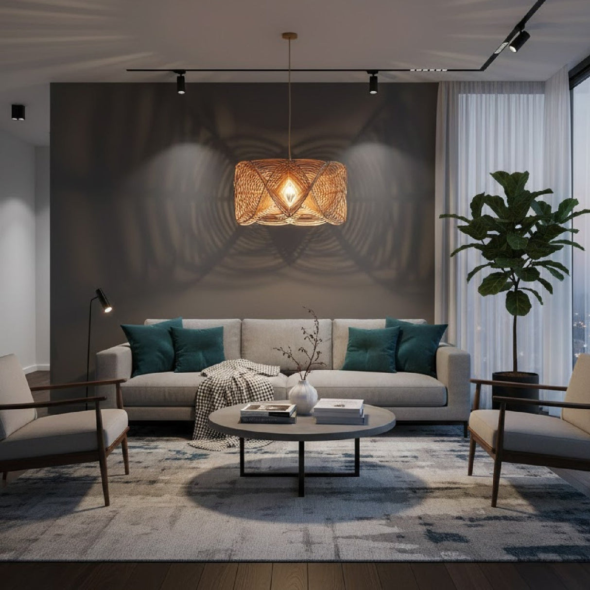 Modern European furniture - Geometrical 3D Rattan Pendant Lamp - www.oroa.com