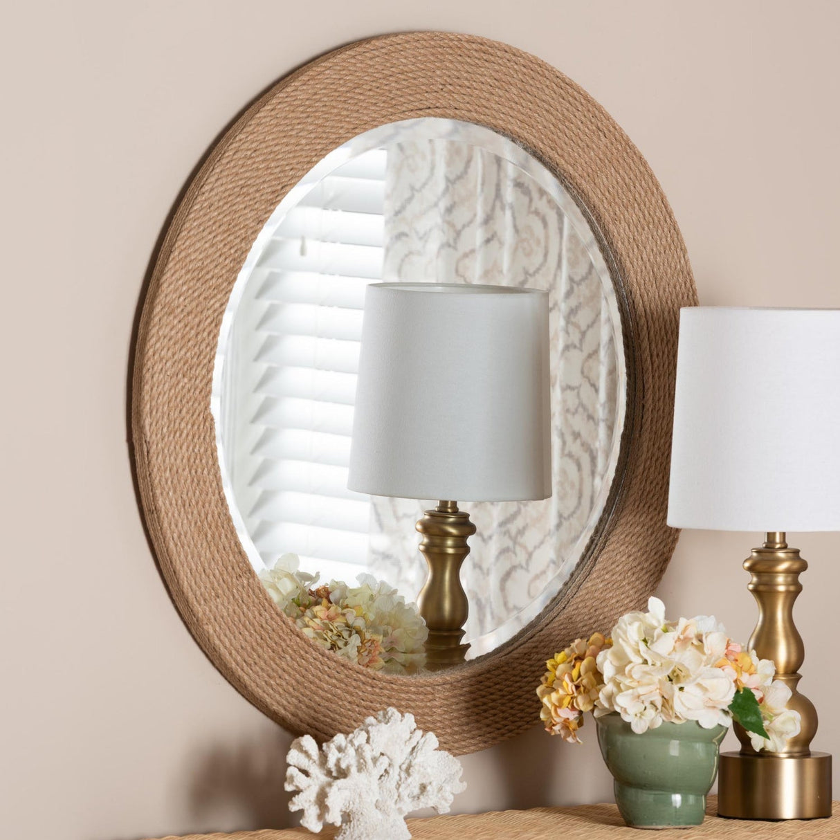 Modern European furniture - Woven Rope Round Mirror - www.oroa.com