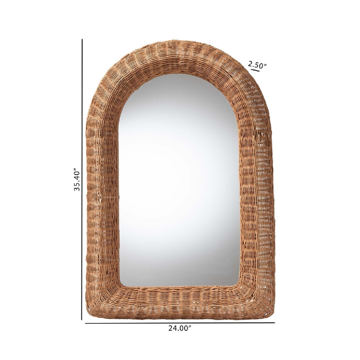 Modern European furniture - Arched Wicker Wall Mirror - www.oroa.com