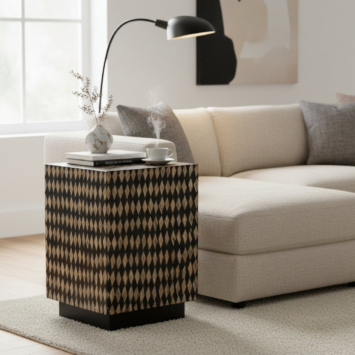 Modern European furniture - Diamond Pattern Bamboo End Table - www.oroa.com