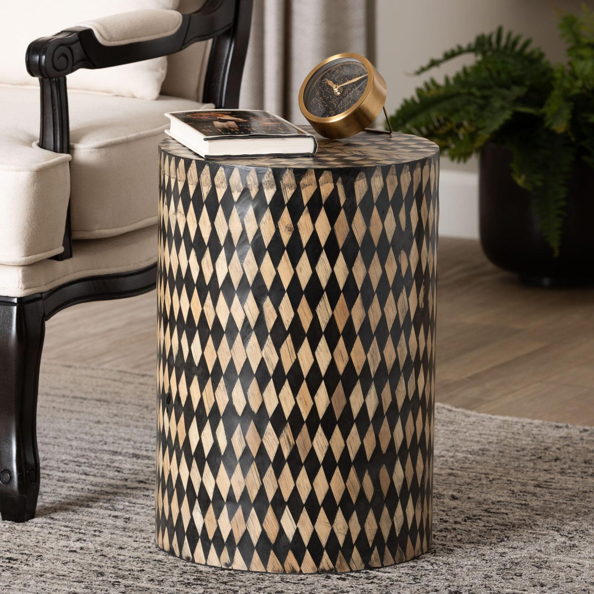 Modern European furniture - Diamond Pattern Bamboo End Table - www.oroa.com