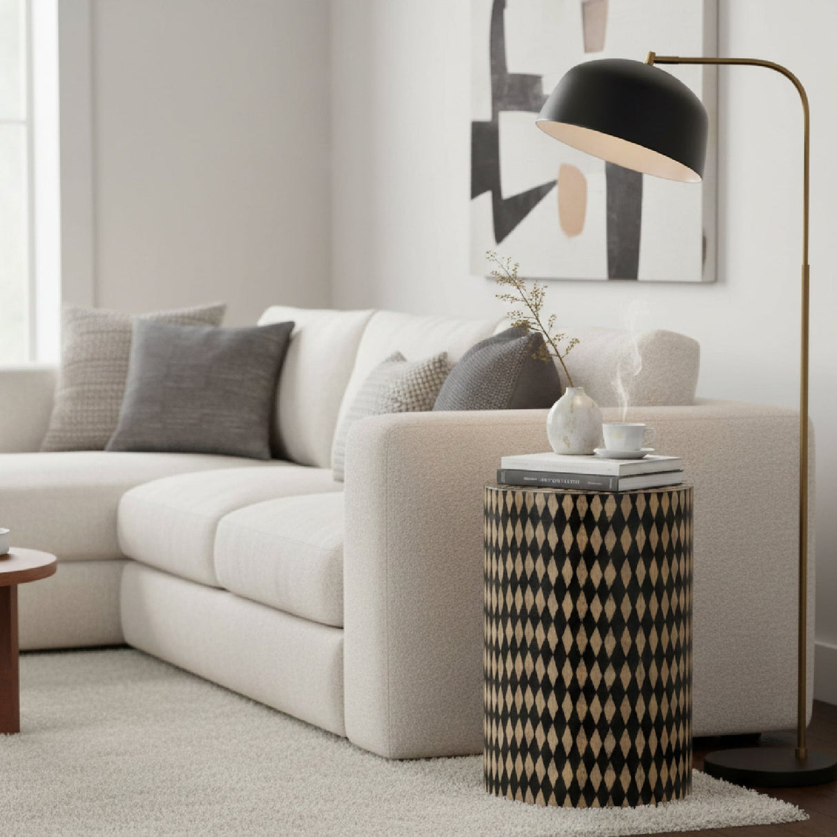 Diamond Pattern Bamboo End Table | Bali Loom Paulo | Oroa.com