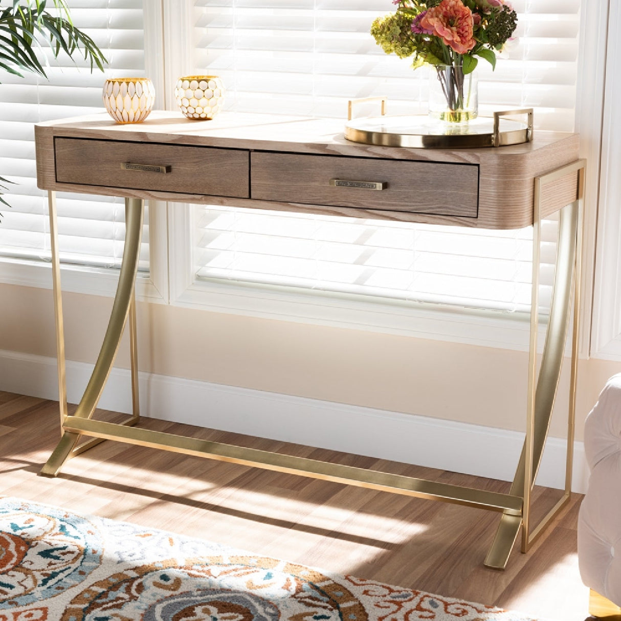 Modern European furniture - 2 Drawer Wooden Console Table - www.oroa.com
