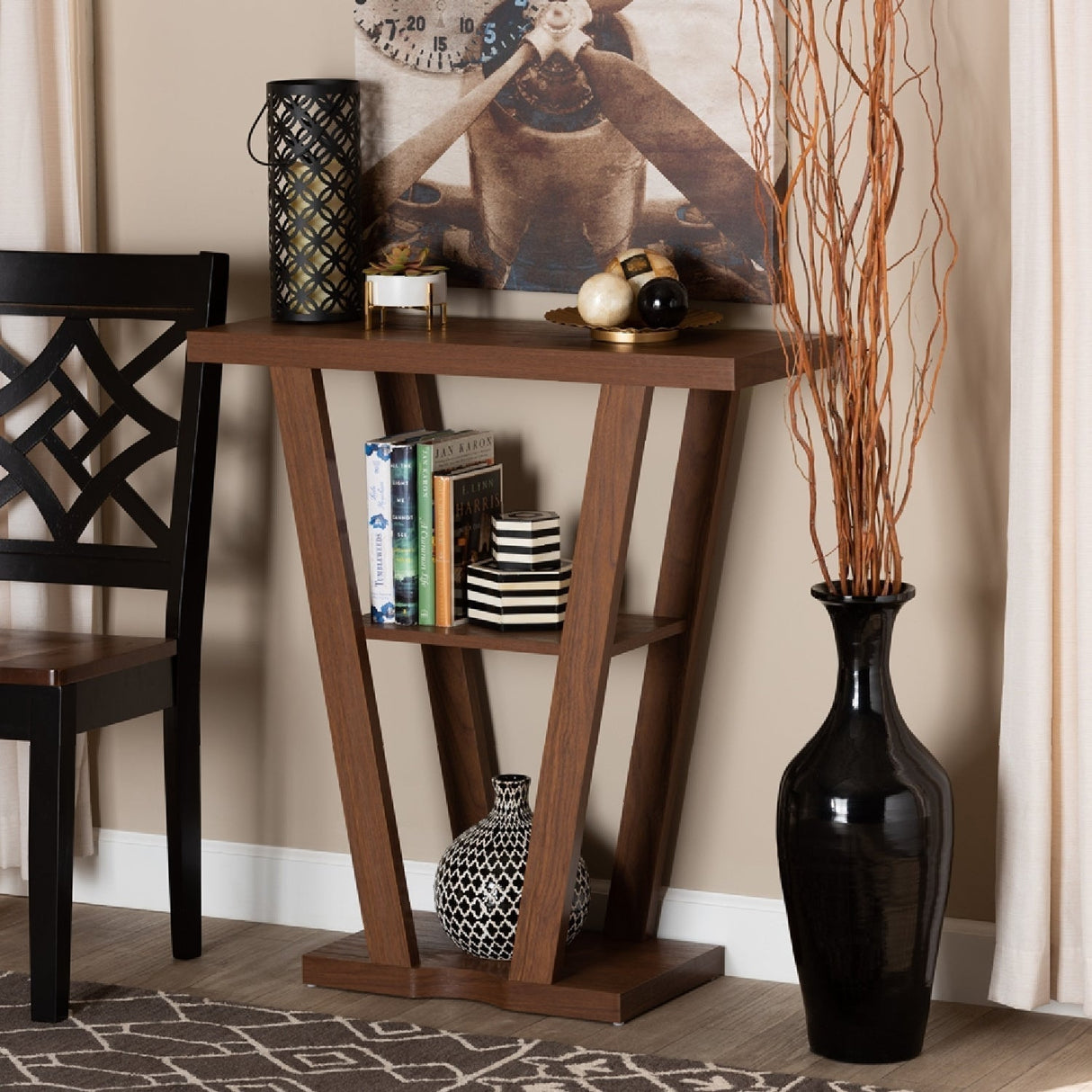 Modern European furniture - Walnut Angular Console Table - www.oroa.com