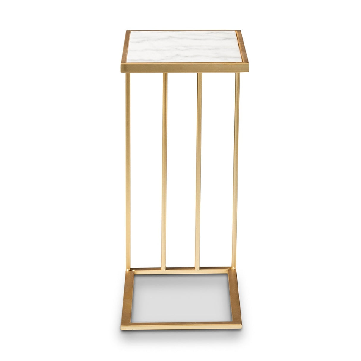 Modern European furniture - Gold C Shaped Marble End Table - www.oroa.com | Oroa.com
