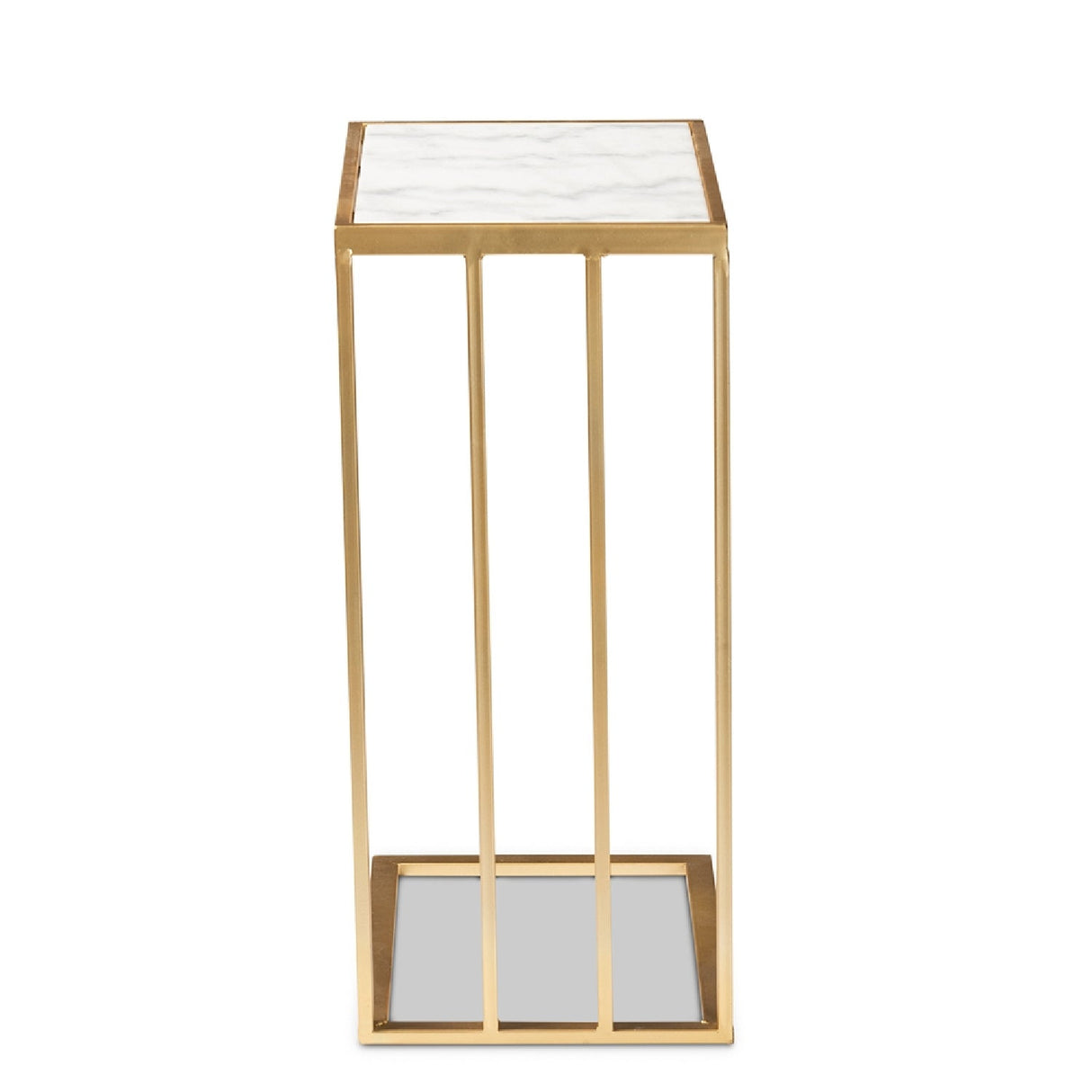 Modern European furniture - Gold C Shaped Marble End Table - www.oroa.com | Oroa.com
