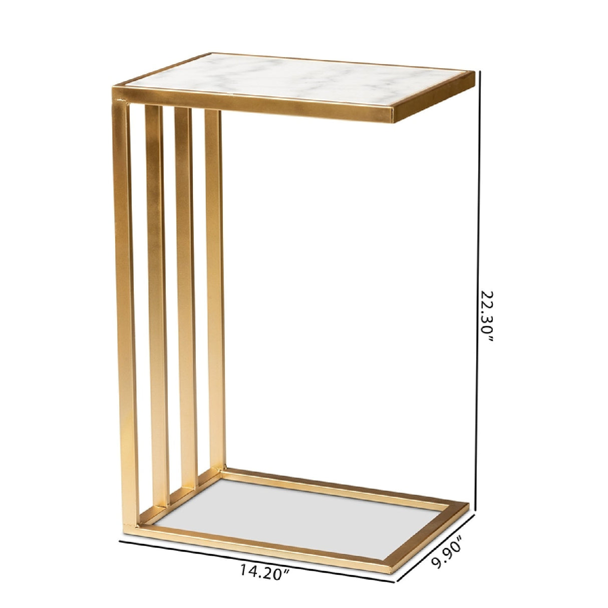 Modern European furniture - Gold C Shaped Marble End Table - www.oroa.com | Oroa.com