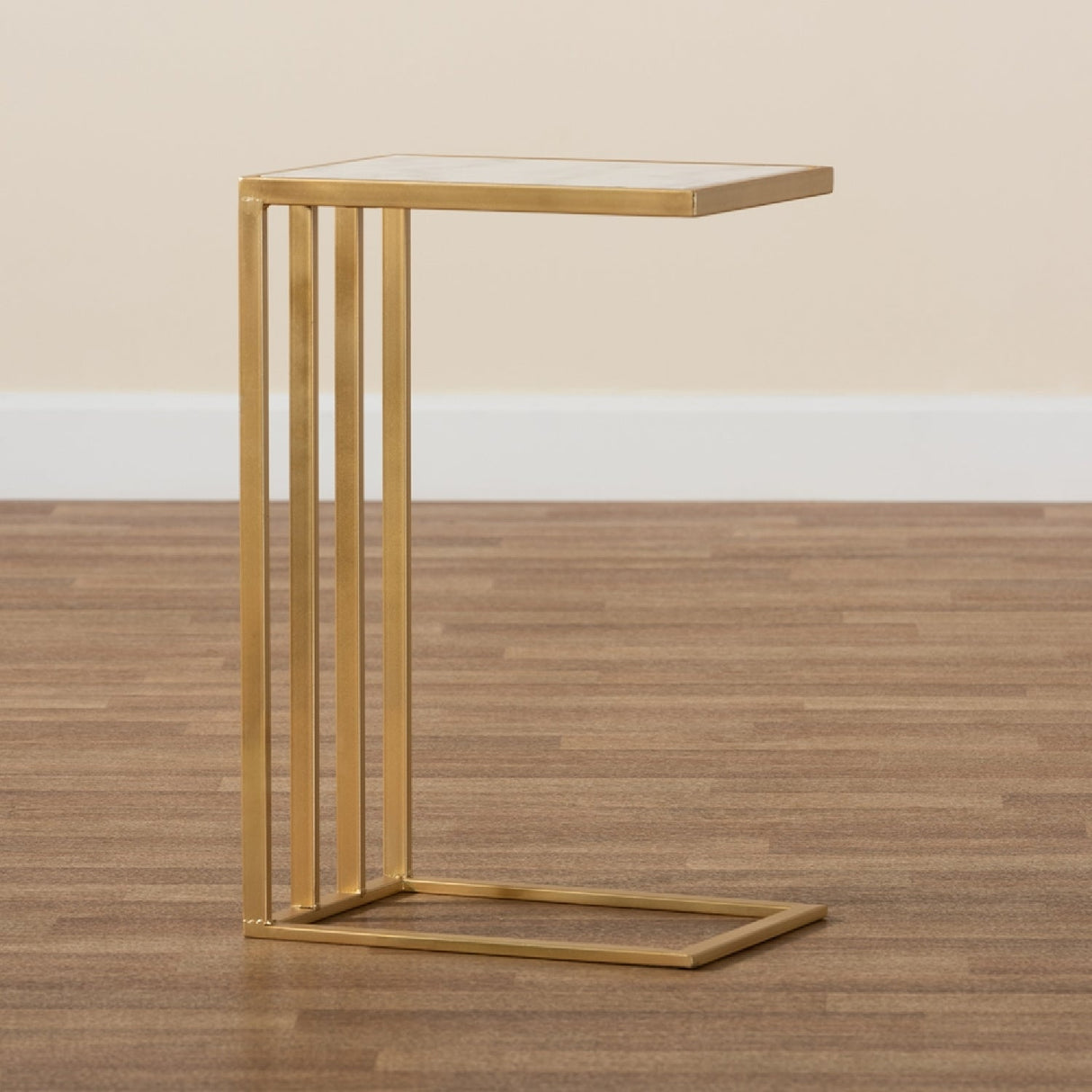 Modern European furniture - Gold C Shaped Marble End Table - www.oroa.com
