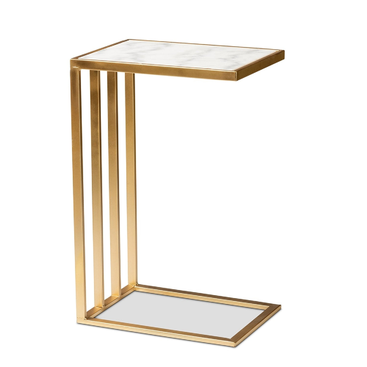 Modern European furniture - Gold C Shaped Marble End Table - www.oroa.com