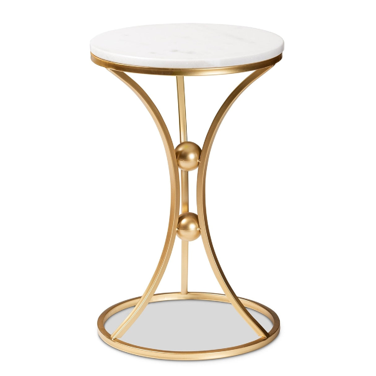 Modern European furniture - Gold Concave Marble End Table - www.oroa.com
