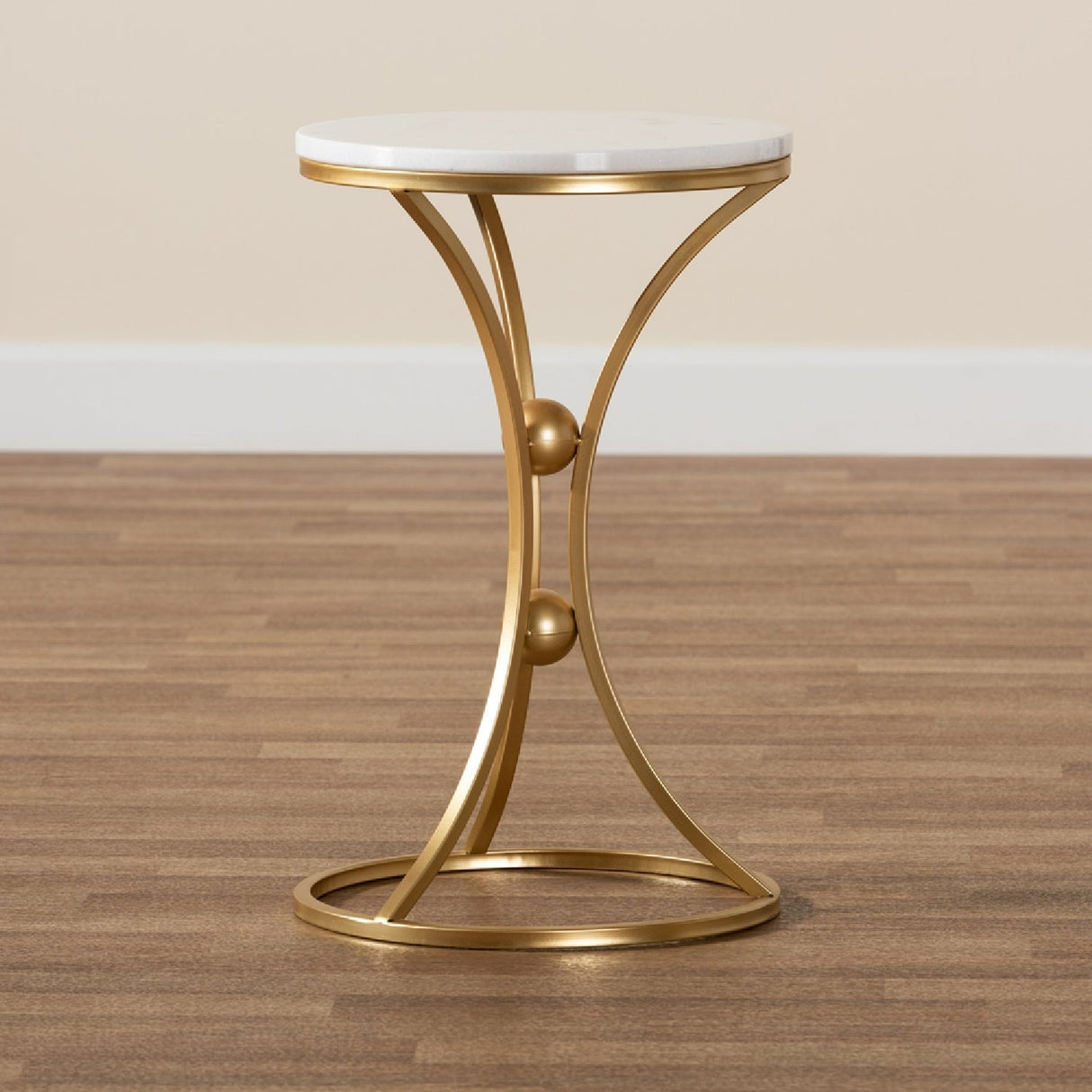 Modern European furniture - Gold Concave Marble End Table - www.oroa.com