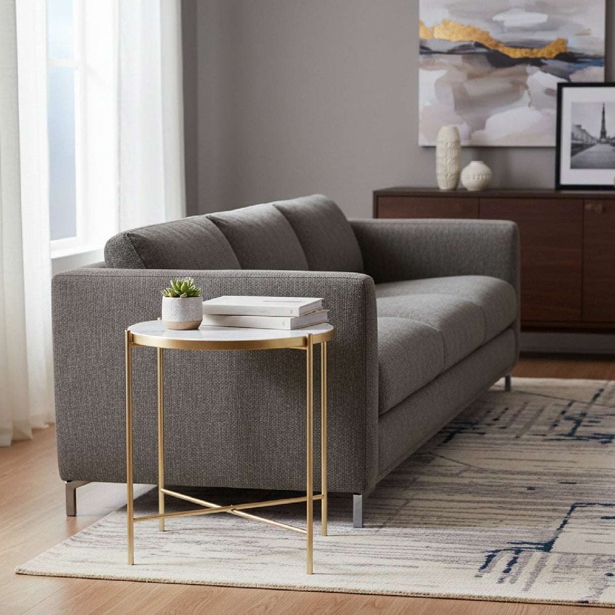 Modern European furniture - Round Marble End Table - www.oroa.com