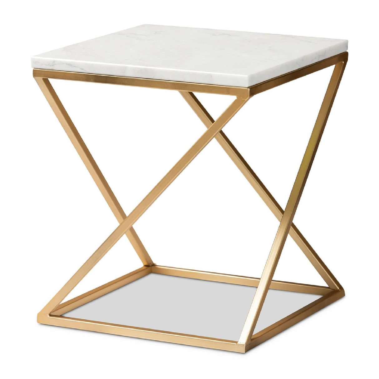Modern European furniture - Gold Framed Marble End Table - www.oroa.com