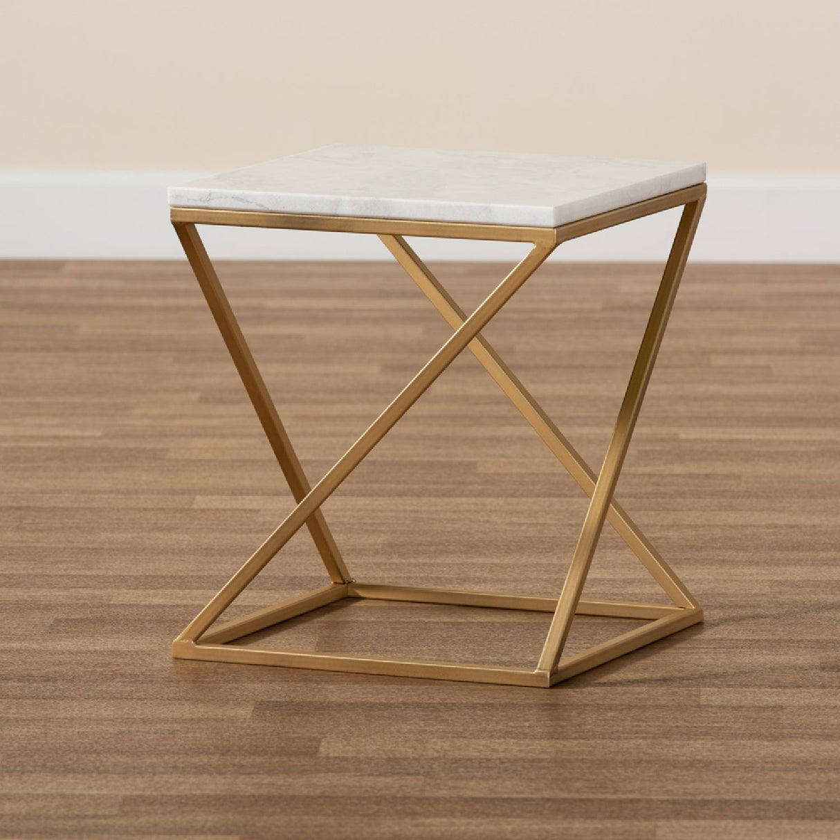 Modern European furniture - Gold Framed Marble End Table - www.oroa.com