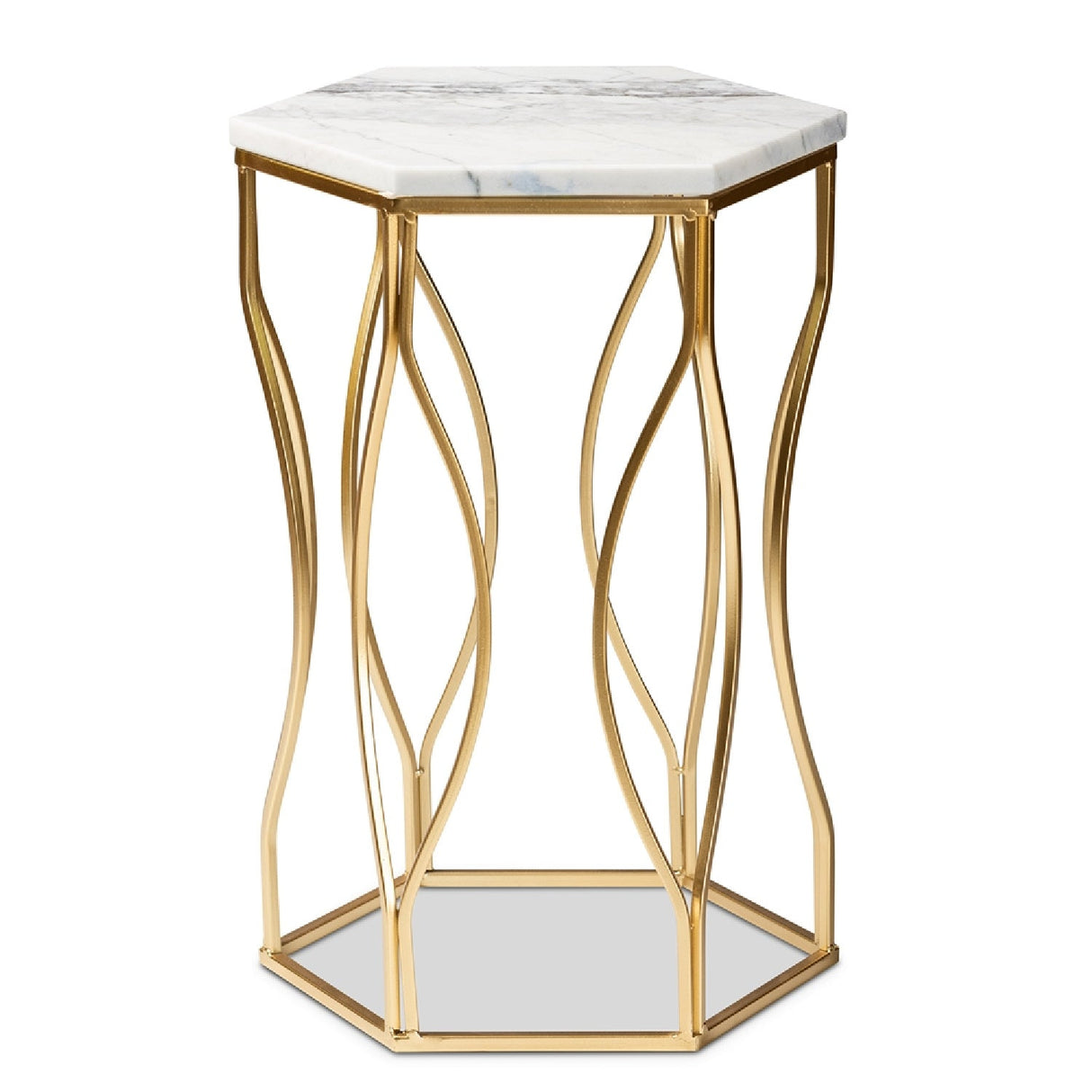 Modern European furniture - Hexagonal Marble End Table - www.oroa.com