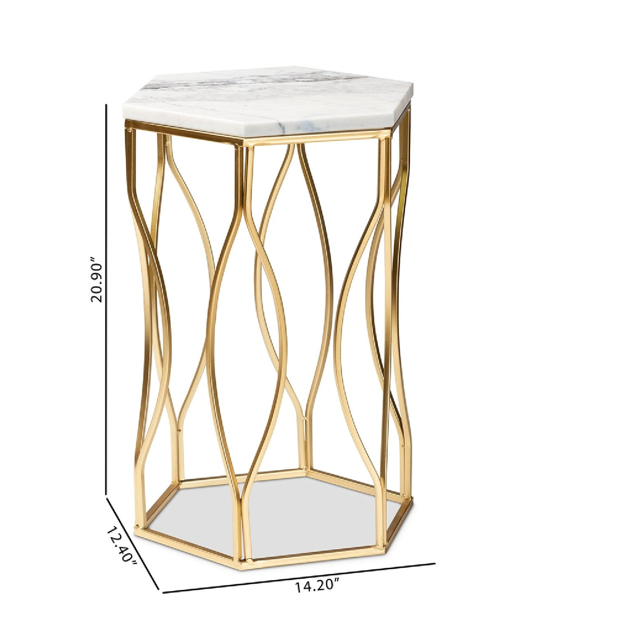 Modern European furniture - Hexagonal Marble End Table - www.oroa.com