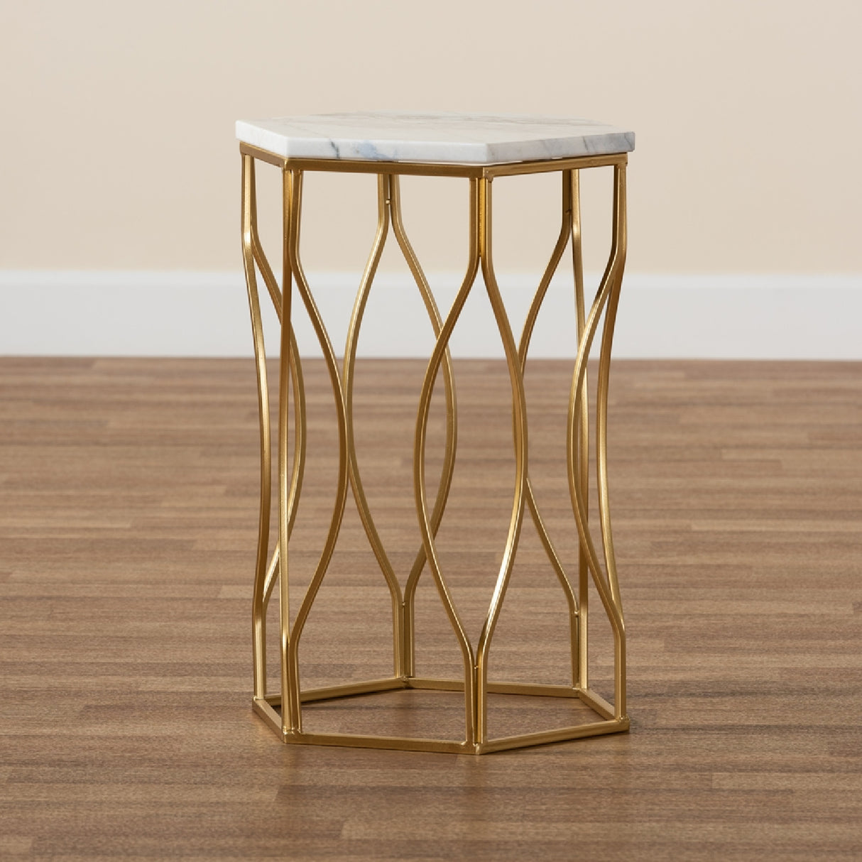 Hexagonal Marble End Table | Novi Living Kalena