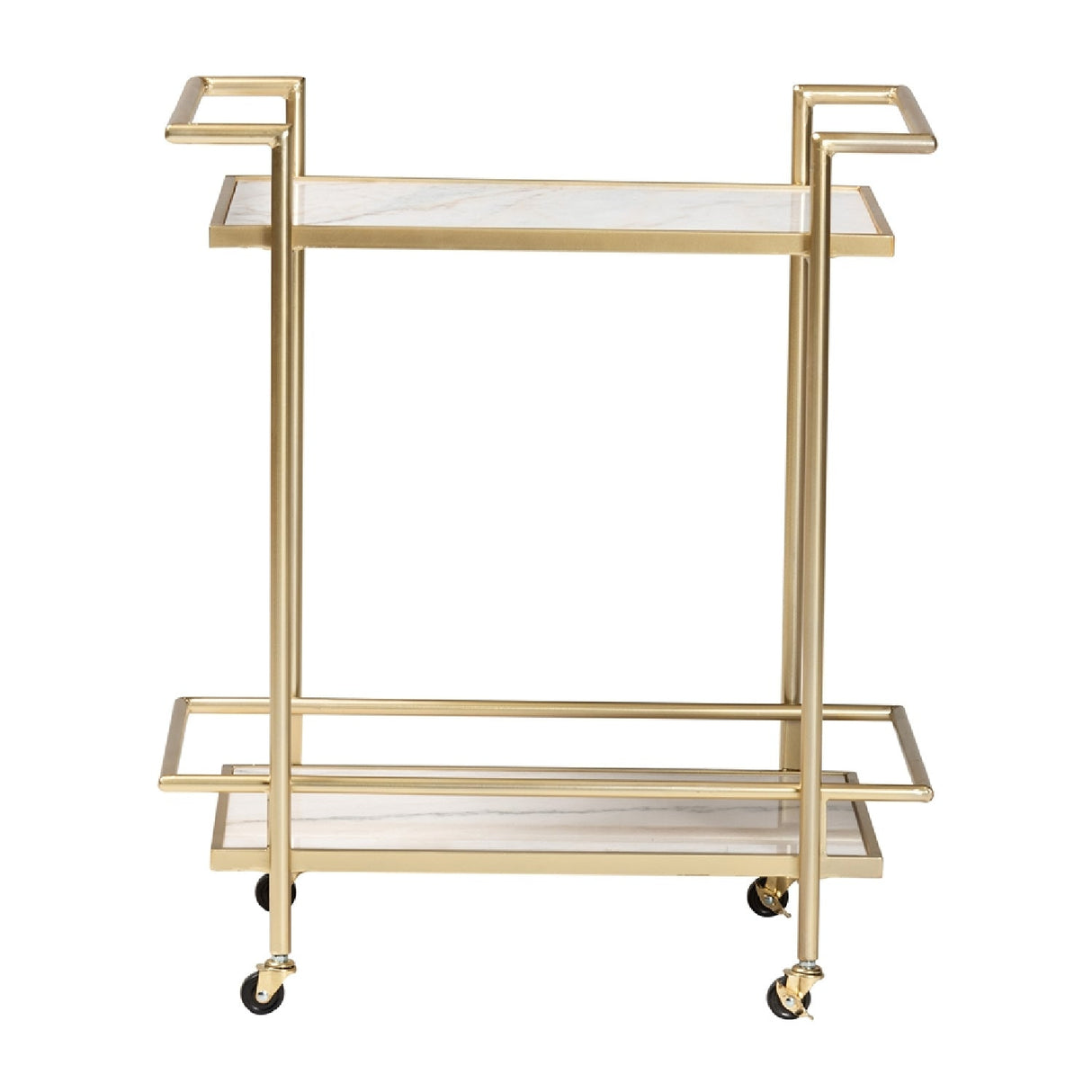 Modern European furniture - Gold-Framed Marble Wine Cart - www.oroa.com