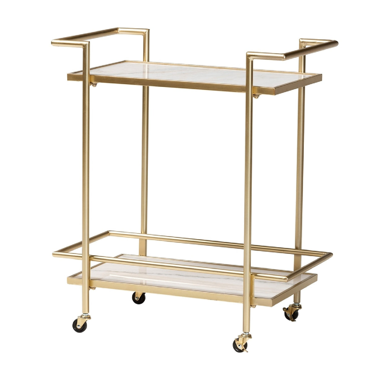 Modern European furniture - Gold-Framed Marble Wine Cart - www.oroa.com