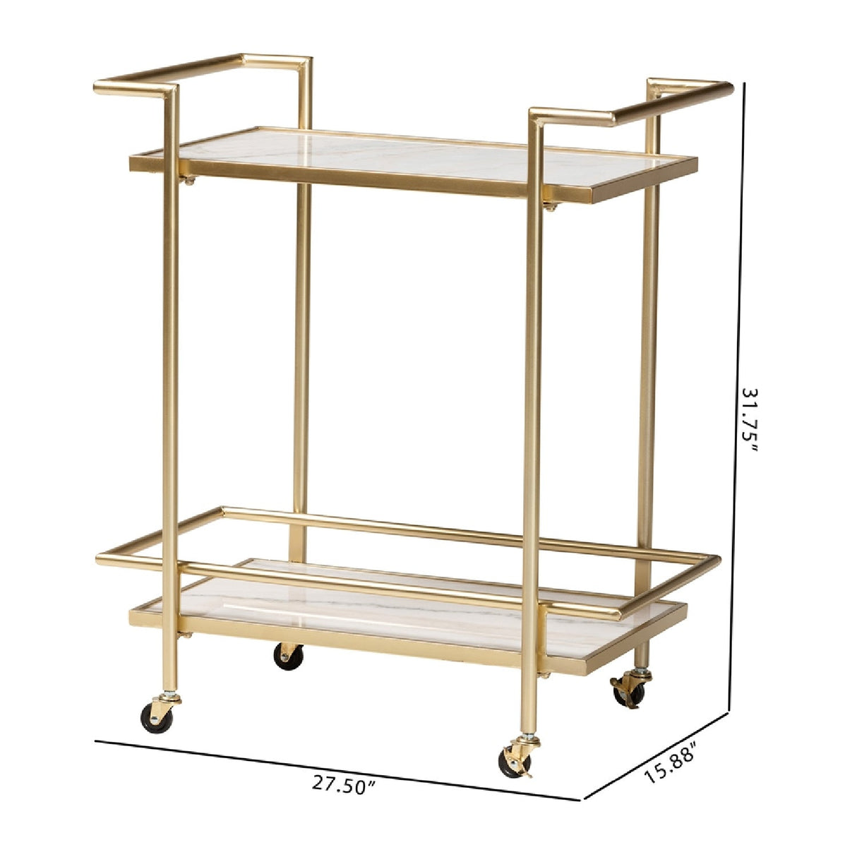 Modern European furniture - Gold-Framed Marble Wine Cart - www.oroa.com