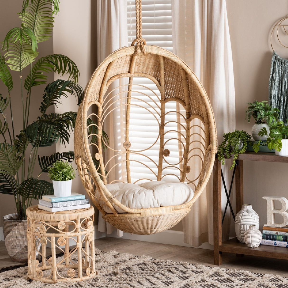 Modern European furniture - Woven Indoor Semi Outdooor Rattan Hanging Chair - www.oroa.com