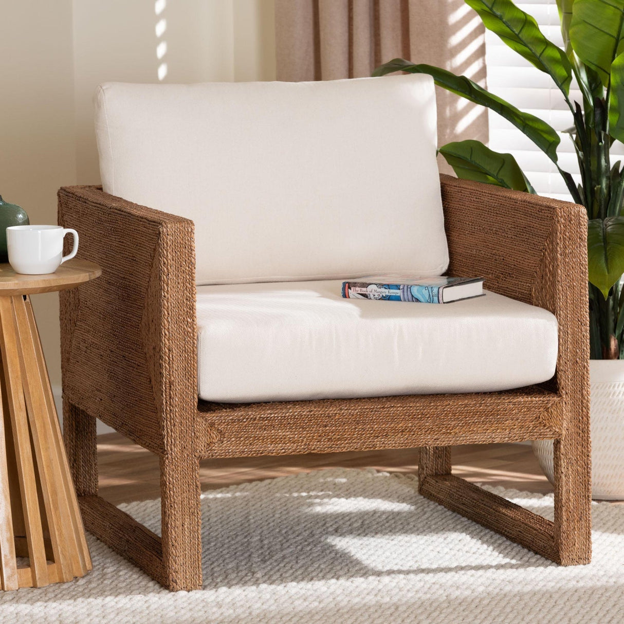 Modern European furniture - Bleached Seagrass Accent Chair - www.oroa.com