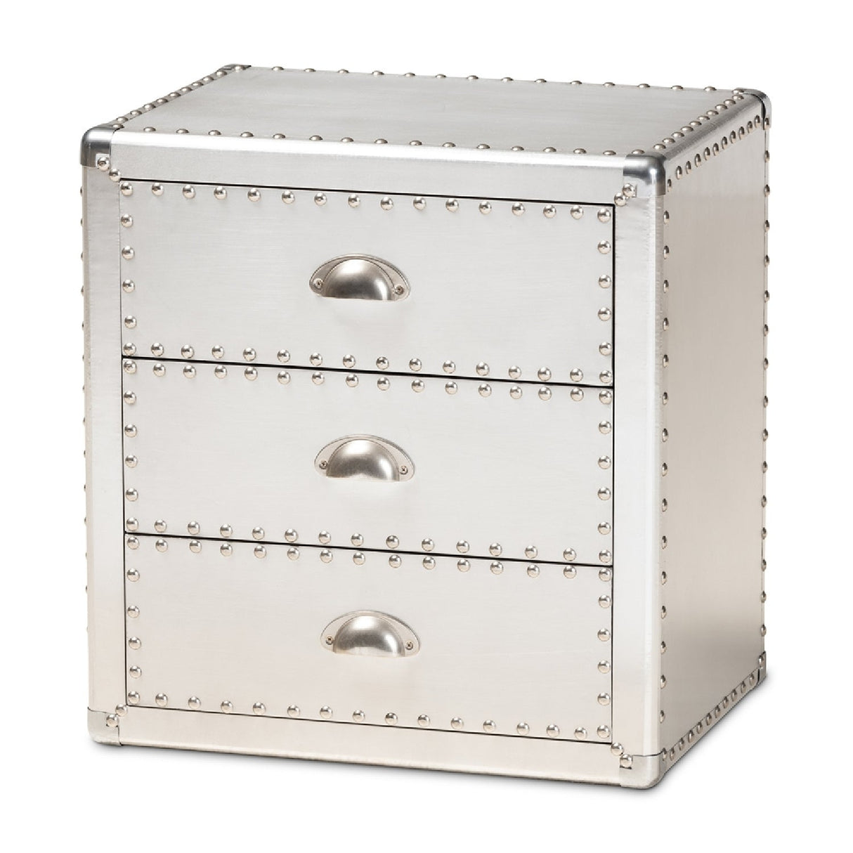 Modern European furniture - Silver 3 Drawer End Table - www.oroa.com