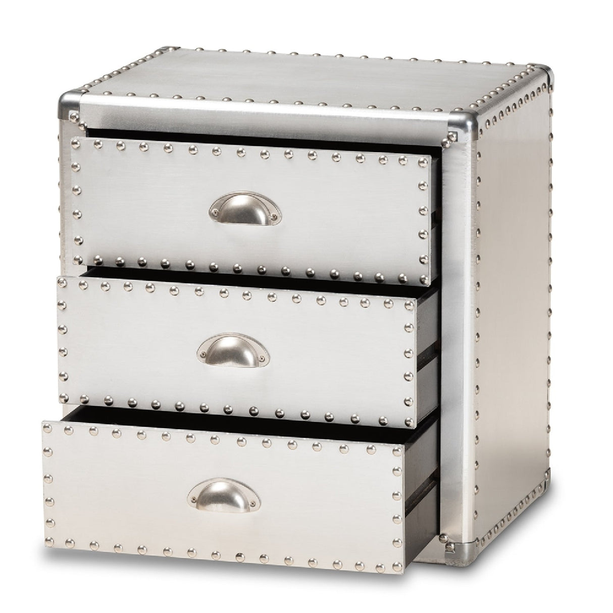Modern European furniture - Silver 3 Drawer End Table - www.oroa.com