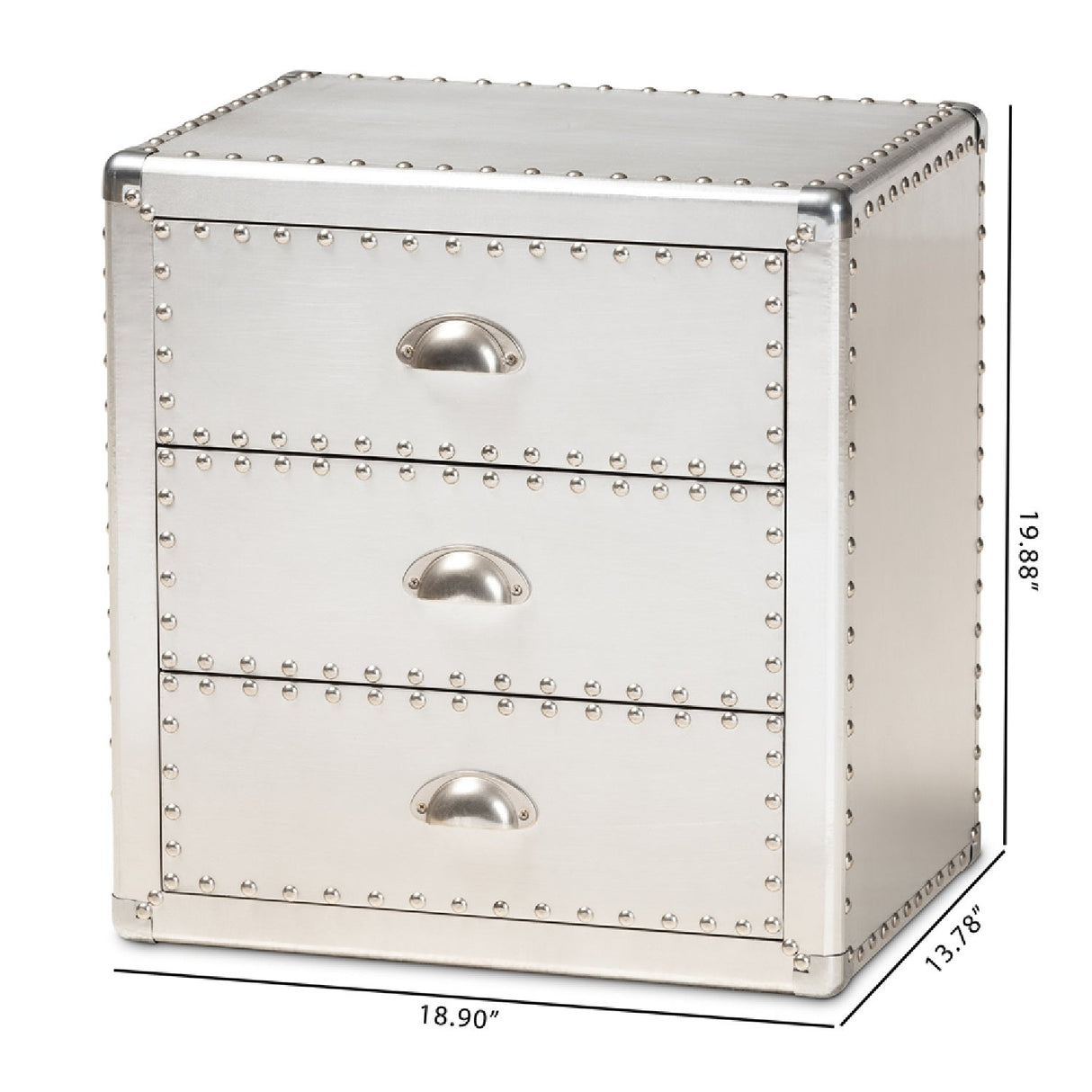 Silver 3 Drawer End Table | Bali Loom Armel | Oroa.com