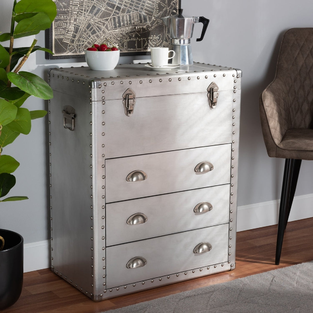 Modern European furniture - Silver Industrial Storage Cabinet - www.oroa.com