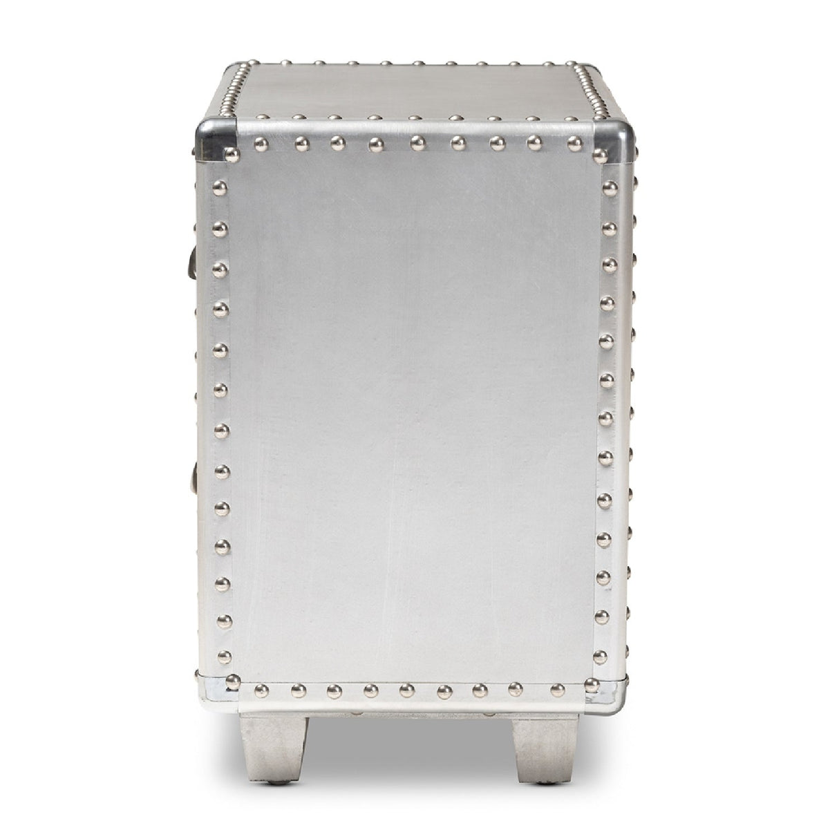 Modern European furniture - Silver Industrial 2 Drawer End Table - www.oroa.com