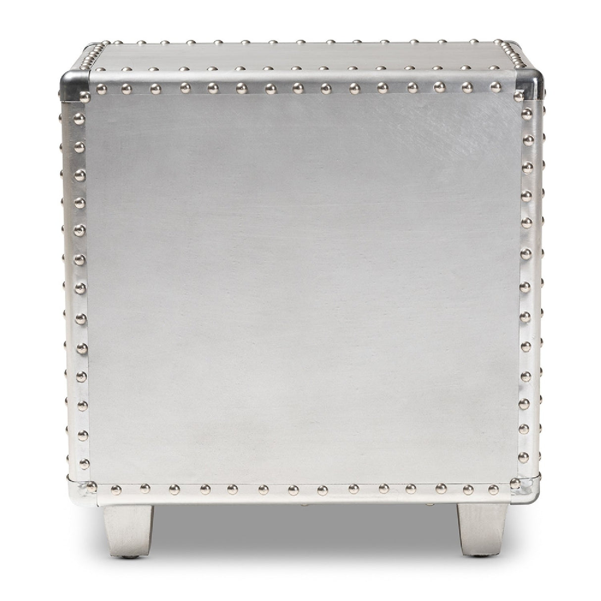 Silver Industrial 2 Drawer End Table | Bali Loom Davet | Oroa.com