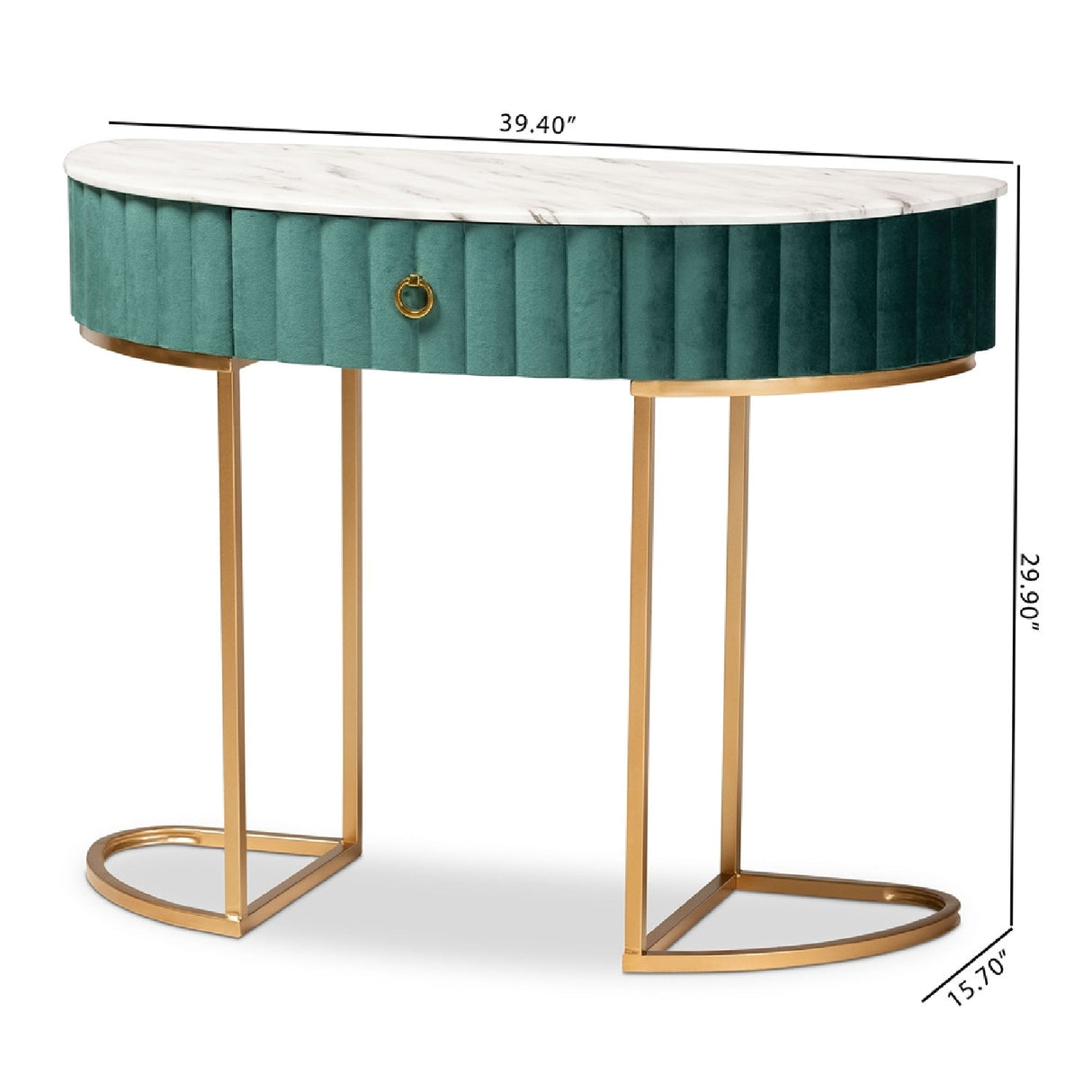 Modern European furniture - Green Velvet 1 Drawer Console Table - www.oroa.com