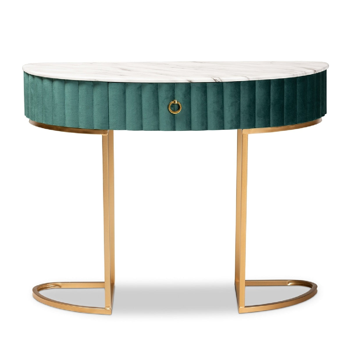 Modern European furniture - Green Velvet 1 Drawer Console Table - www.oroa.com