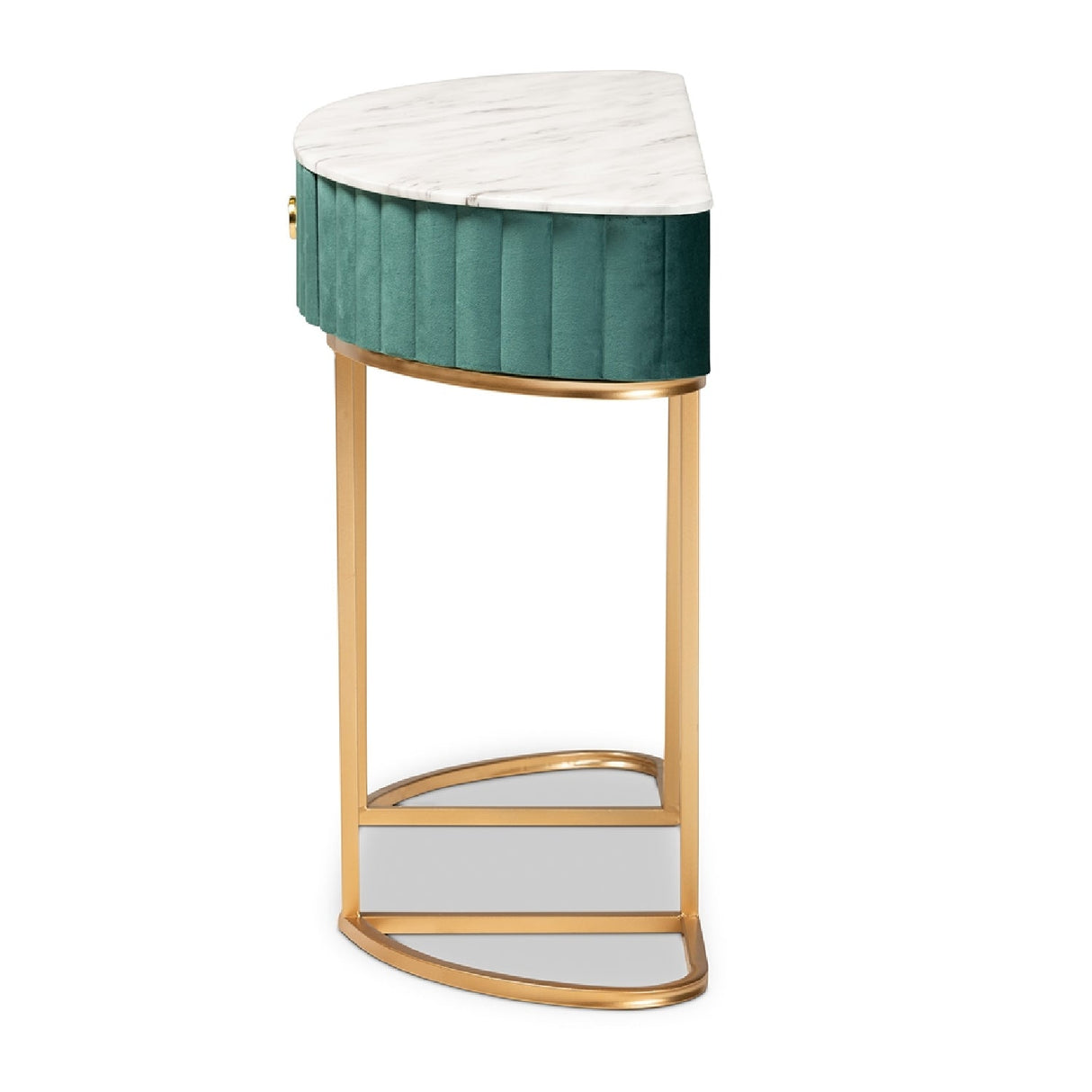 Modern European furniture - Green Velvet 1 Drawer Console Table - www.oroa.com