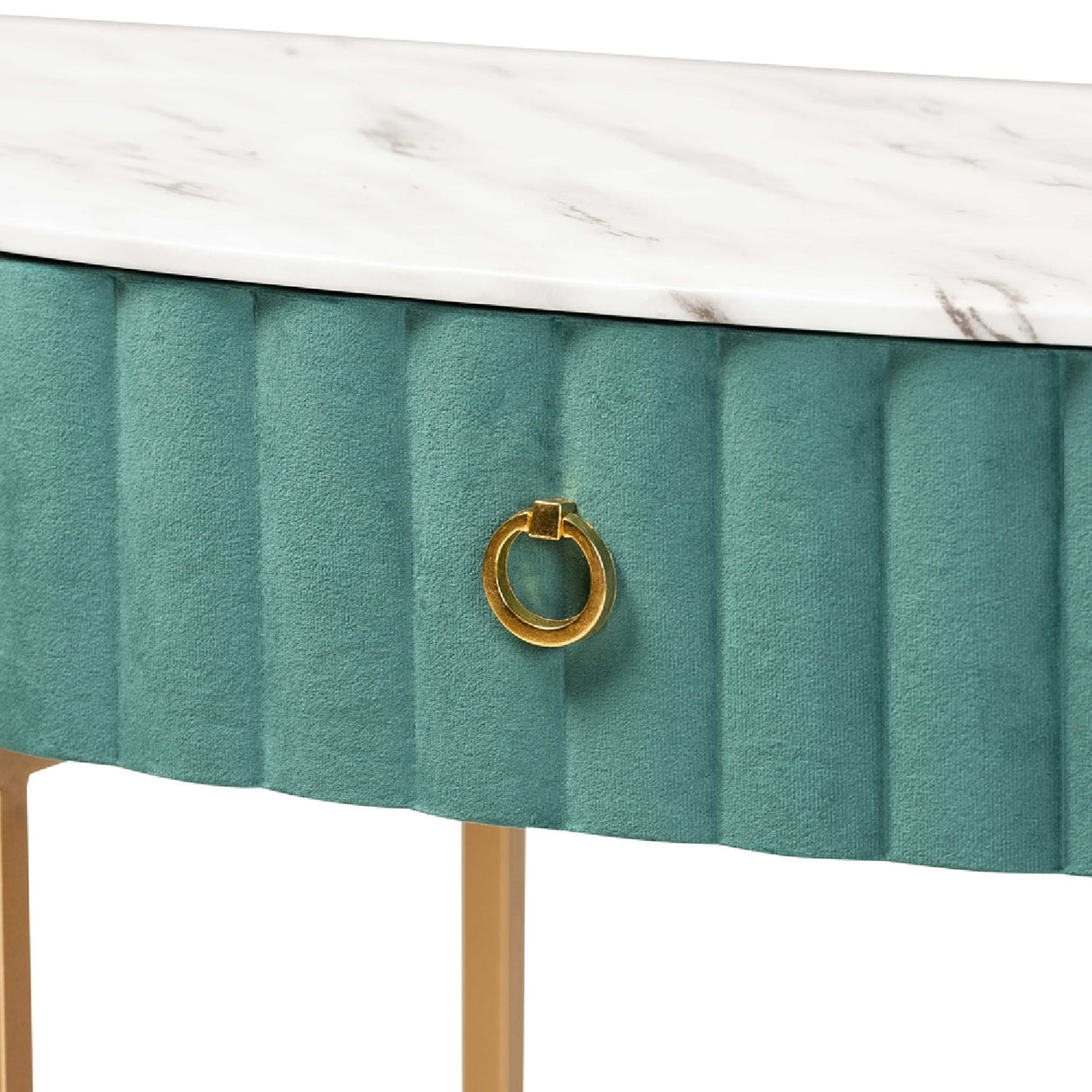 Modern European furniture - Green Velvet 1 Drawer Console Table - www.oroa.com