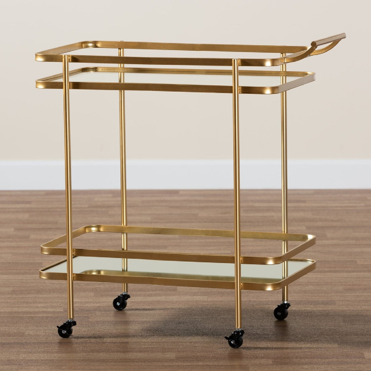 Modern European furniture - Gold Mobile Wine Bar Cart - www.oroa.com