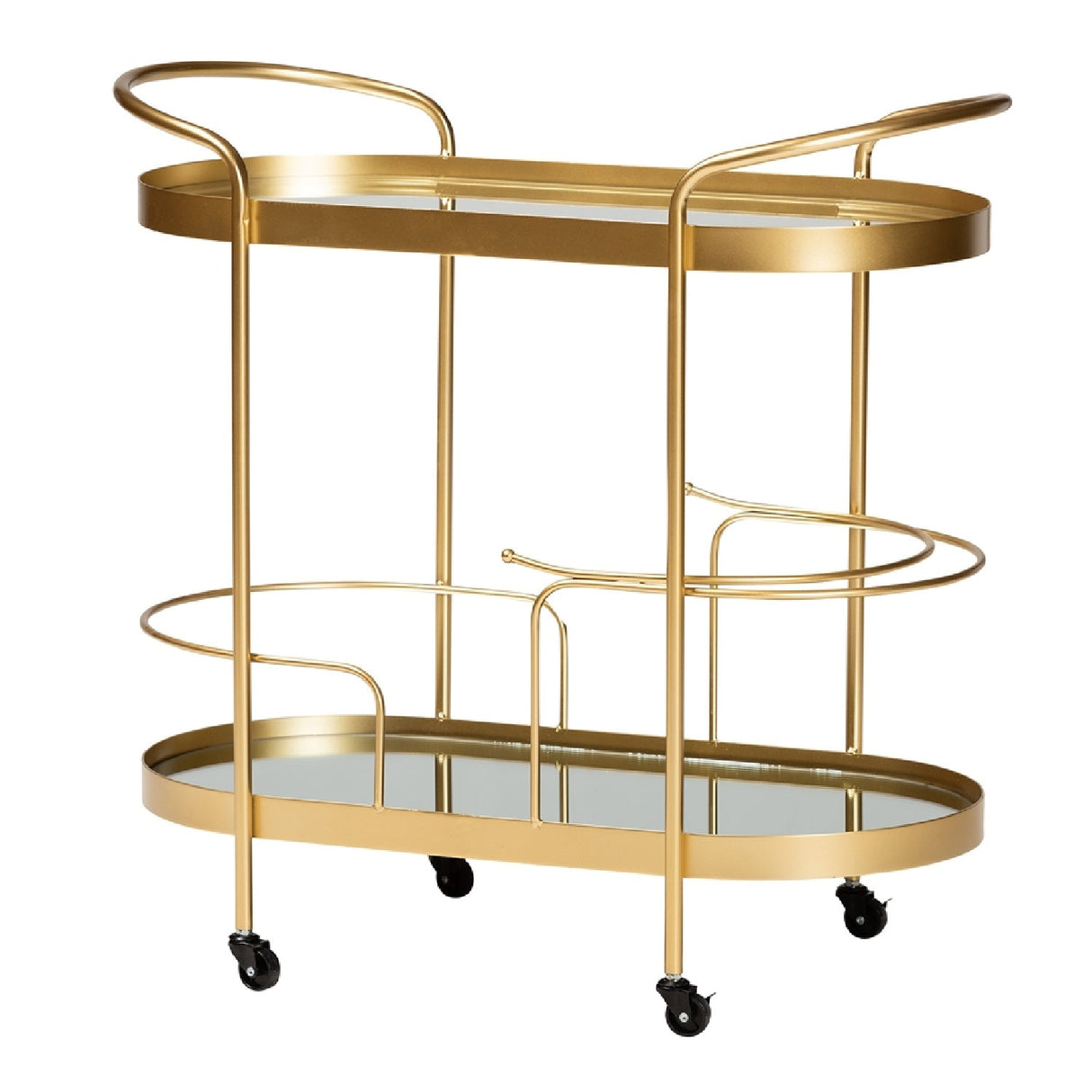 Modern European furniture - Brushed Gold Wine Bar Cart - www.oroa.com