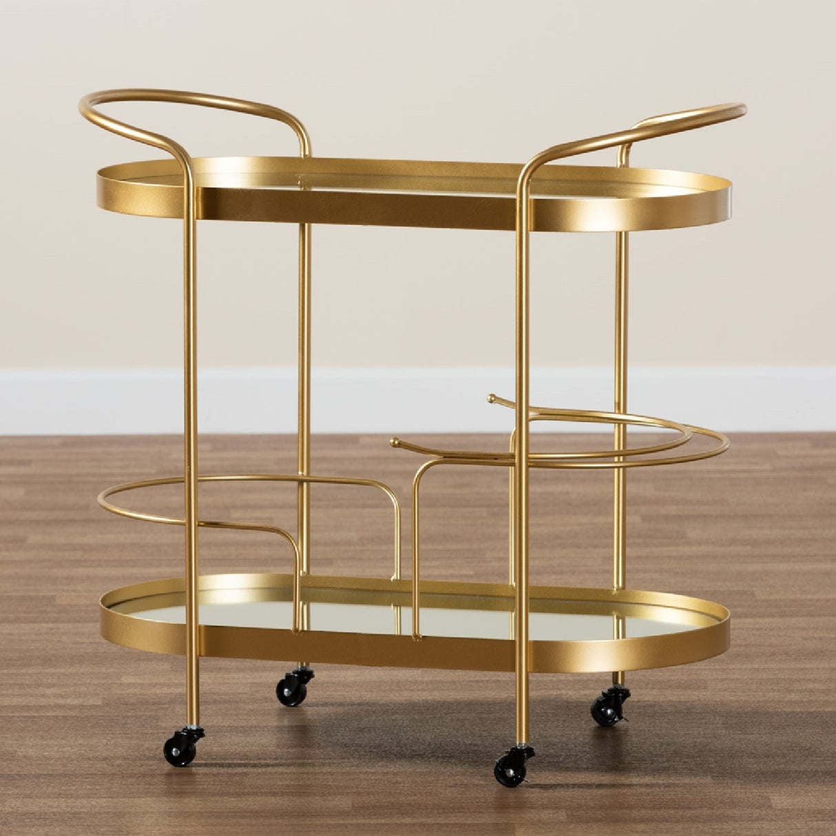Modern European furniture - Brushed Gold Wine Bar Cart - www.oroa.com