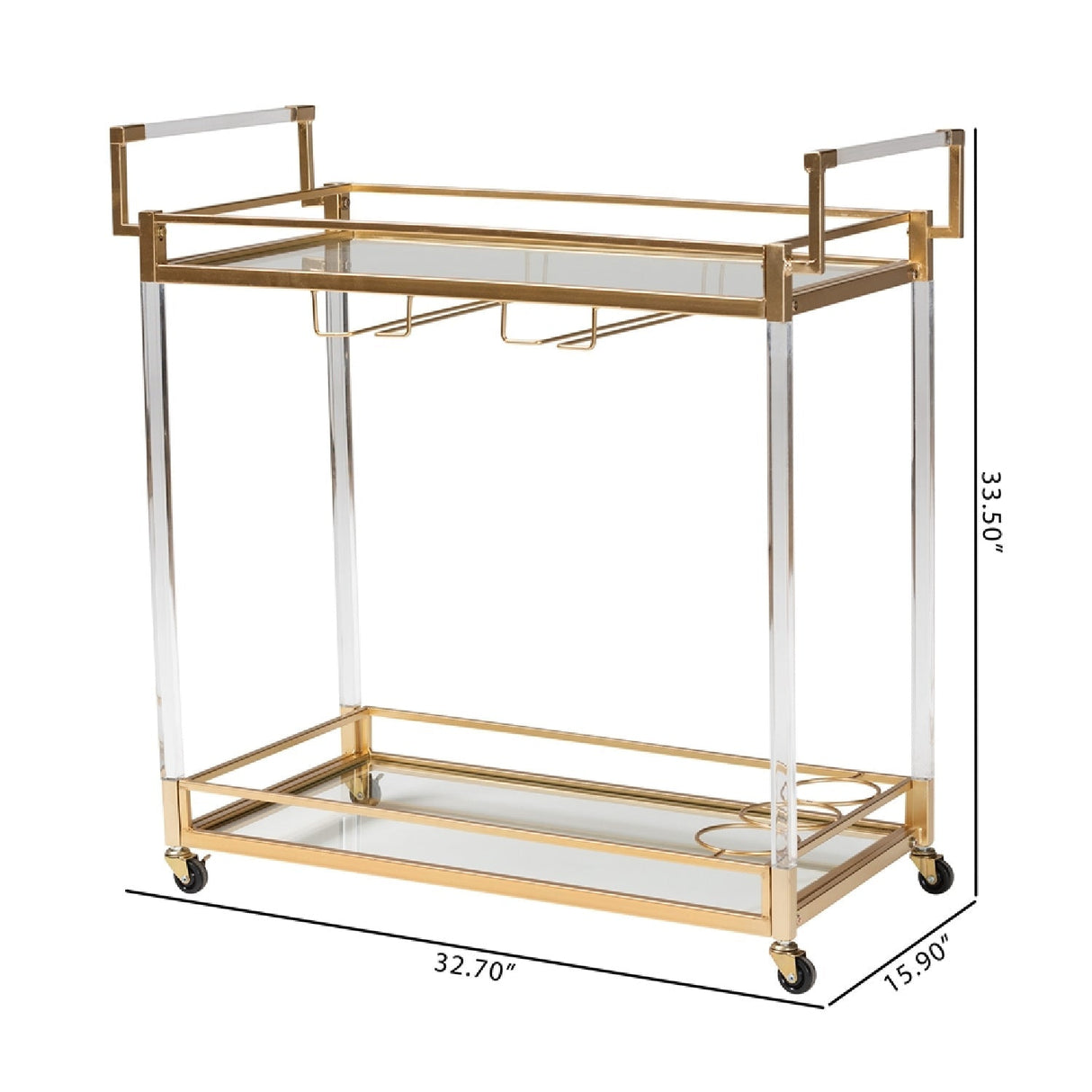 Modern European furniture - Gold & Glass Wine Cart - www.oroa.com