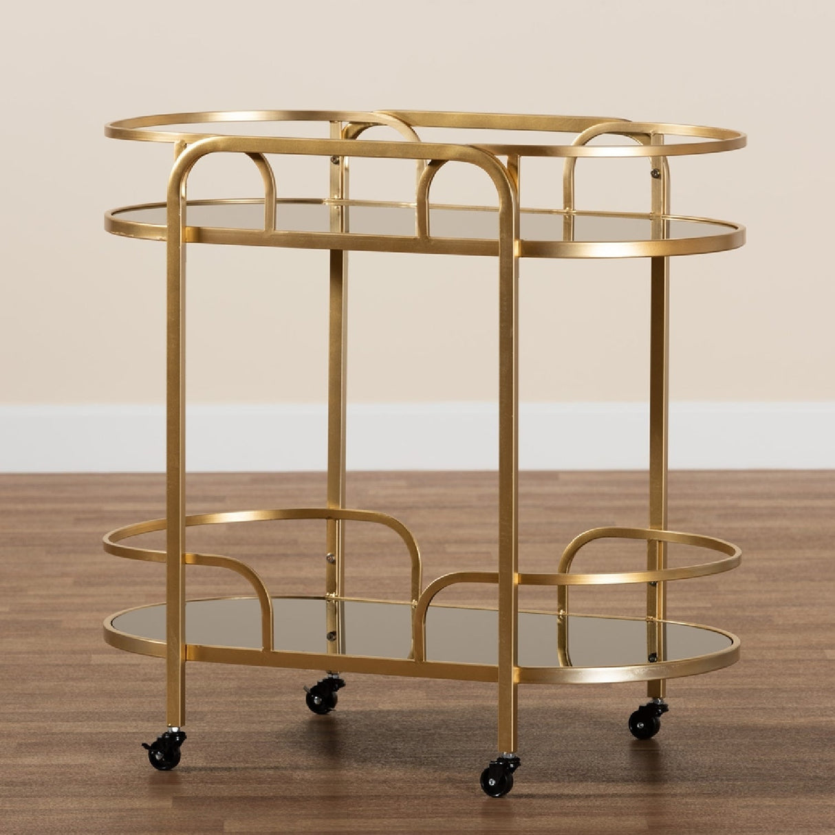 Modern European furniture - Gold 2-Tier Wine Cart - www.oroa.com