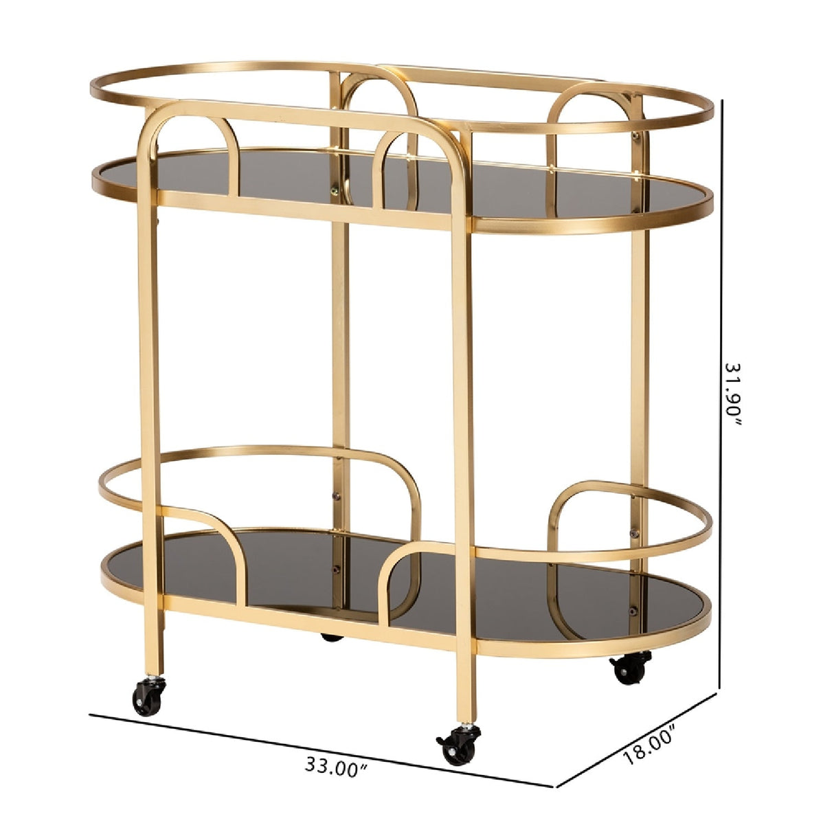 Modern European furniture - Gold 2-Tier Wine Cart - www.oroa.com