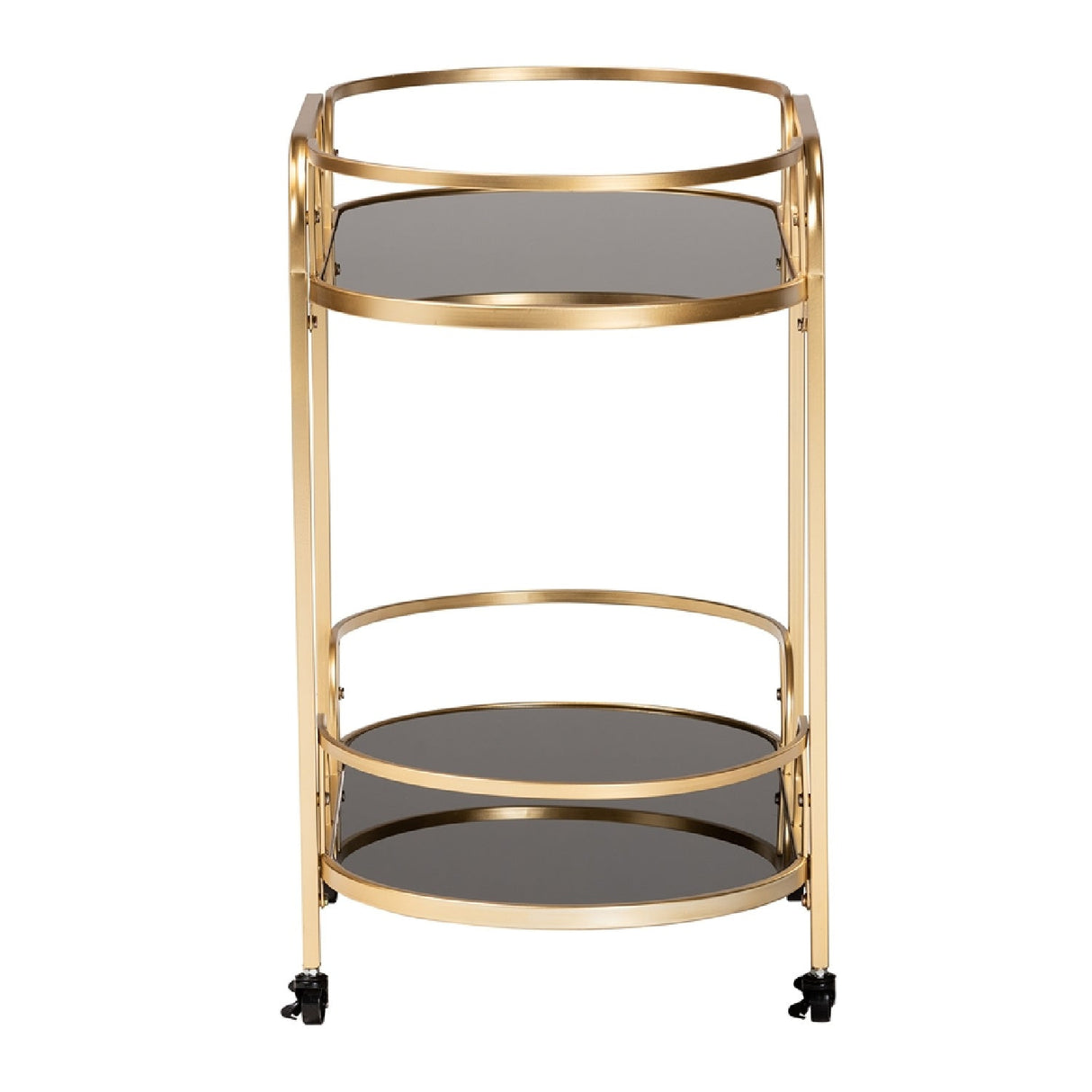 Modern European furniture - Gold 2-Tier Wine Cart - www.oroa.com